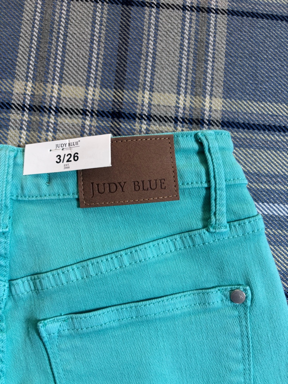 NWT JUDY BLUE high rise garment dyed slim jeans in aquamarine - Picture 14 of 14